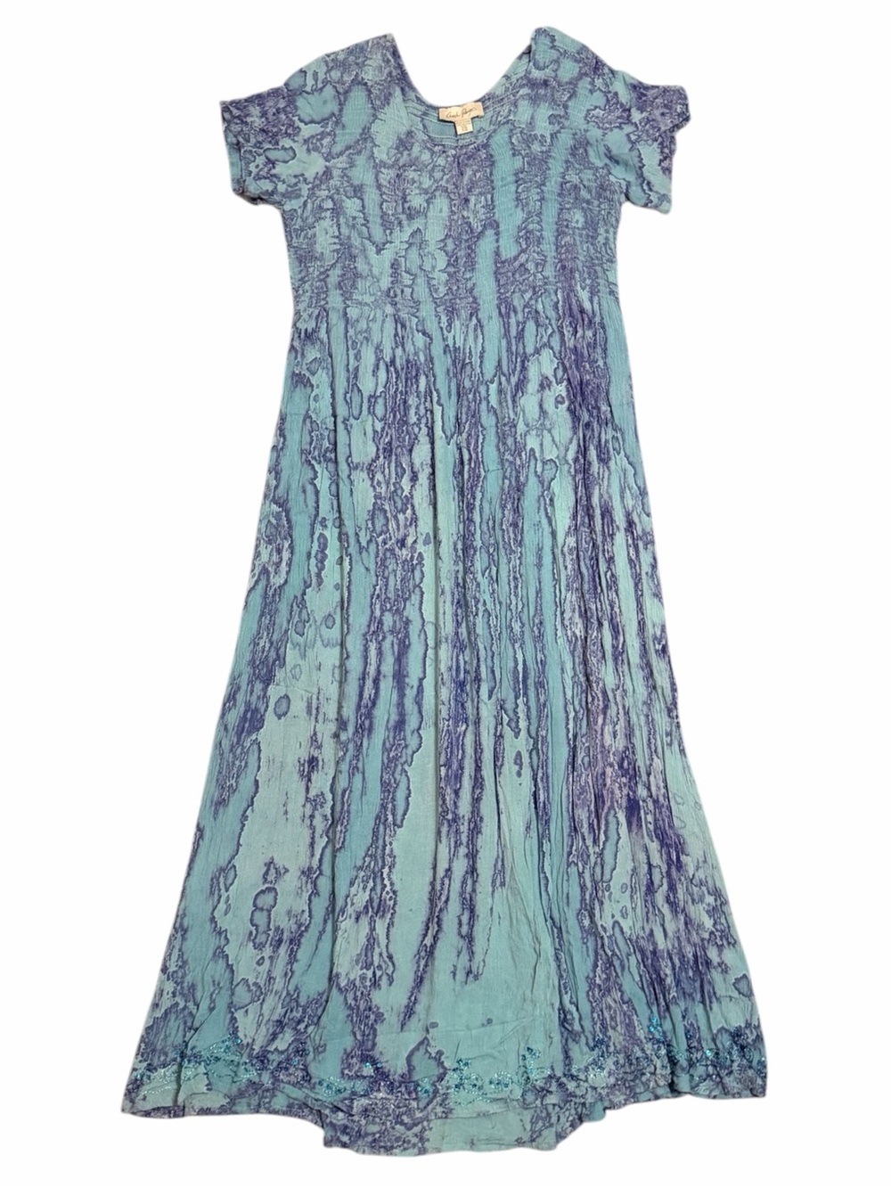 CHARLIE PAIGE Purple and Teal Hand Dyed Crinkle Maxi Dress